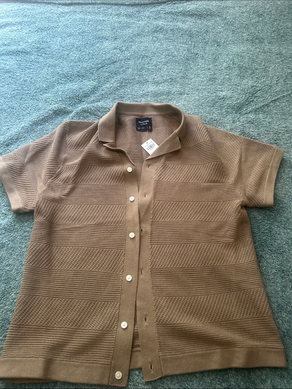 Abercrombie & Fitch Men's Short-Sleeve Knit Polo in Brown. Never worn. NWT